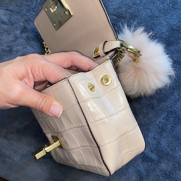 Michael Kors Tina Ballet Pink Crocodile Leather Crossbody Purse Clutch - Picture 6 of 6